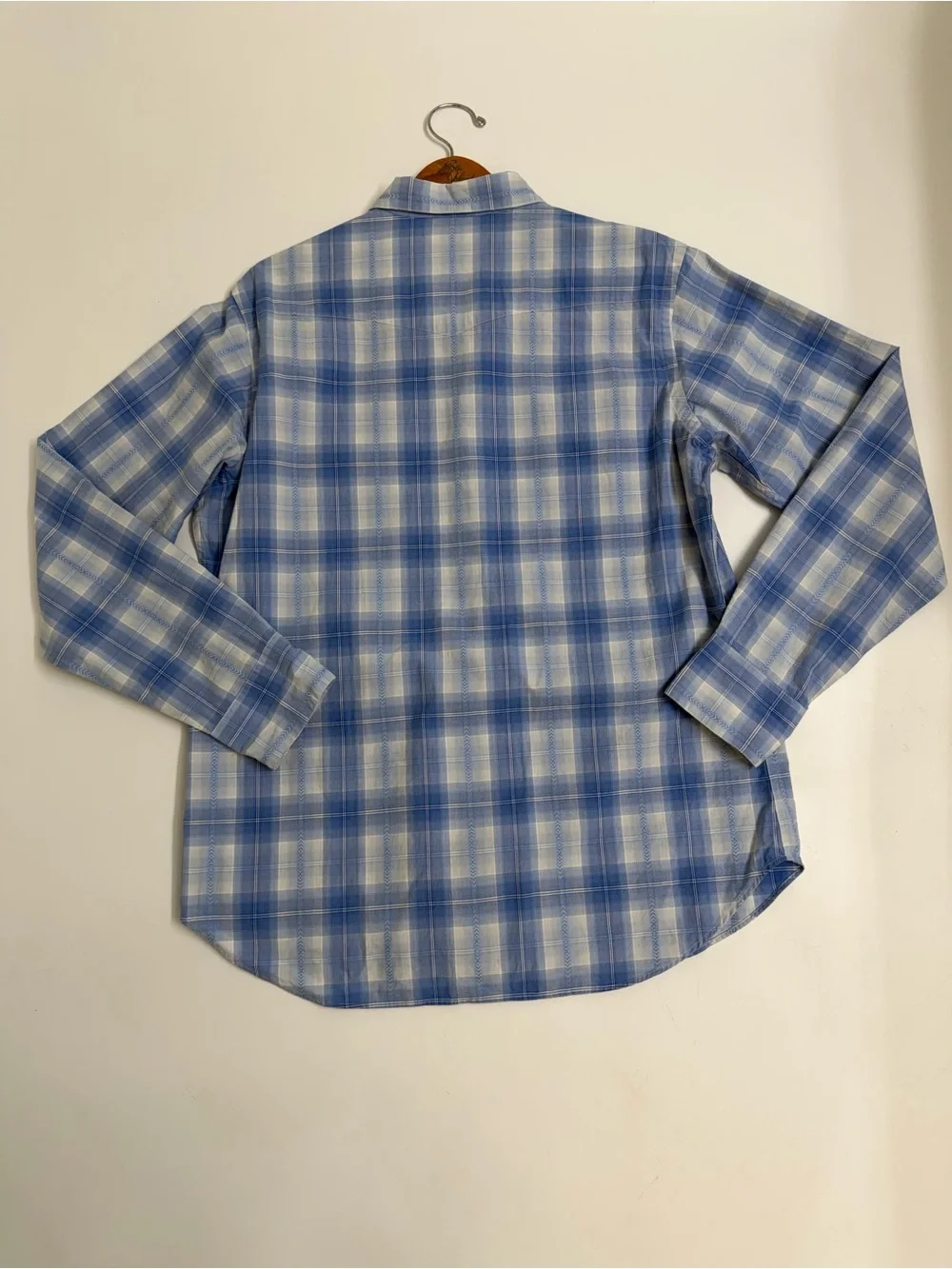 Vintage 90s Polo Ralph Lauren Western Shirt L Pearl Snap Blue Plaid Cowboy